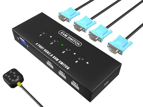 KVM Switch VGA 4 Port - VGA KVM Switch for 4 Computers
