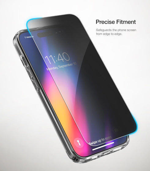 ENCASED Privacy Case for iPhone 15, Slim-fit Clear Case with Anti-Spy Screen Protector, 9H Tempered Glass