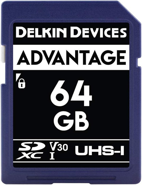 Delkin Devices 64GB ADVANTAGE SDXC Memory Card UHS-I (U3/V30) - High Speed SD Card for Cameras with 4K UHD