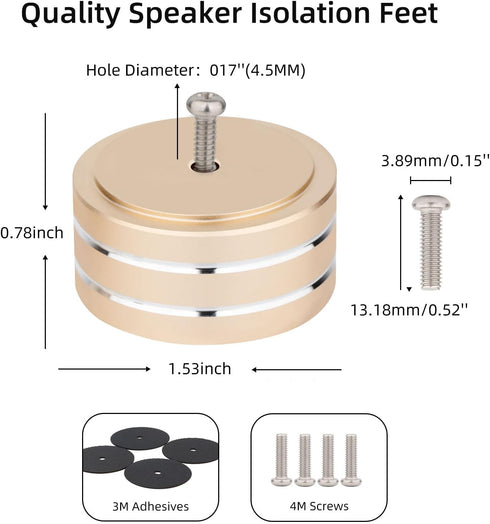 Monosaudio 4Pcs Audio Isolation Feet Turntable Feet 40x20mm Replacement with Non-Slip Rubber Ring for Speakers,