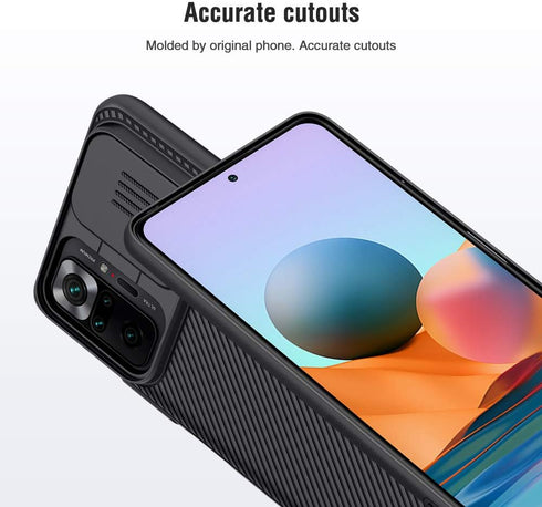 For Xiaomi Redmi Note 10 Pro Case, CamShield Slim Protective Cover with Camera Protector, Hard PC TPU (Black)