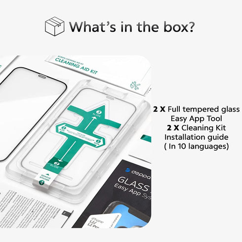 Deppa Premium Screen Protector for iPhone 13 Mini (5.4 Inch) - 2 Pack Tempered Glass Full Coverage with Easy