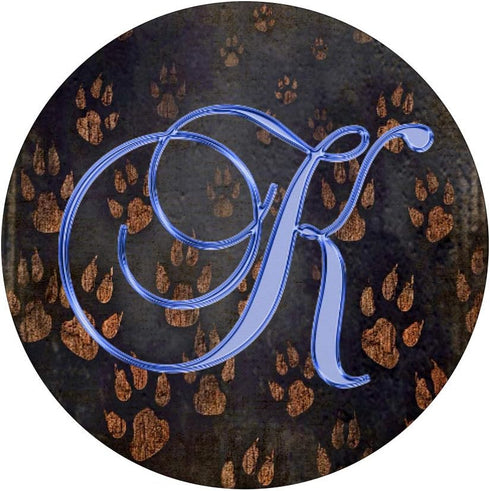 K Blue Paw Print Monogram Initial Letter PopSockets Grip and Stand for Phones and Tablets, Animal Dog Cat Pet
