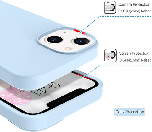 Telaso iPhone 13 Case, Baby Blue Liquid Silicone Soft Gel, Slim Fit, Shockproof, Microfiber Lining, 6.1 inch.