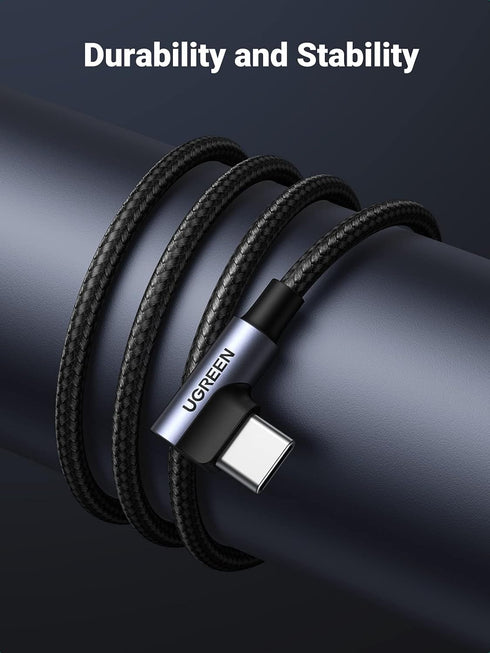 UGREEN 90 Degree USB to USB C Cable, 1.6FT Fast Charging for iPhone 15, Samsung Galaxy S10, Pixel 7, LG G8, Switch.