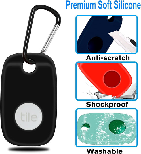 Protection Case for Tile Pro 2022 Tracker, 4 Pack Silicone Soft Cover with Keychain, Scratch Resistant Sleeve