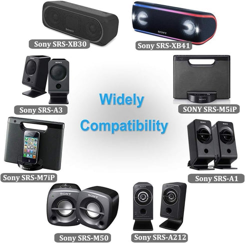 5V Speaker Charger Compatible with Sony AC-E0530 SRS-XB30 SRS-XB41 RDP-M5iP RDP-M7iP SRS-A1 SRS-A212 SRS-A3 SRS-M50 SRS-M55 Bluetooth Wireless Speaker Power Cord Replacement.