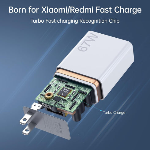 67W Xiaomi Charger Turbo Fast Wall Block for Xiaomi Mi 14 13 12 12t 12s 10 Pro Lite, 5ft Hypercharge Type C Cable