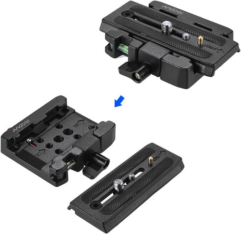 Andoer Quick Release Plate for Camera Tripod, Compatible with Manfrotto 501 500Ah 701HDV 503HDV Q5 Head