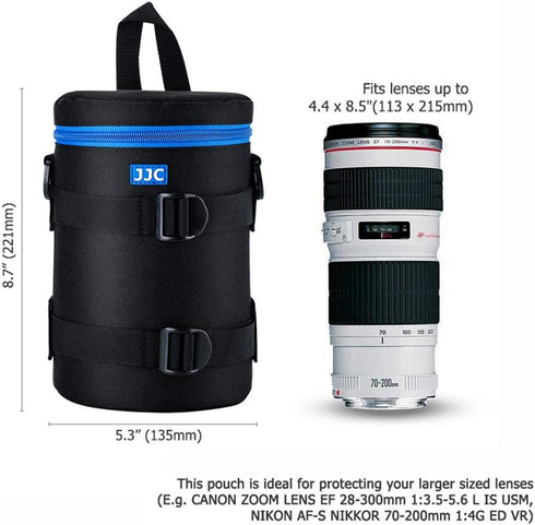 JJC Camera Lens Pouch Case for Canon EF 70-200mm, Nikon Nikkor AF-S 70-200mm & More, Zipper Polyester Bag