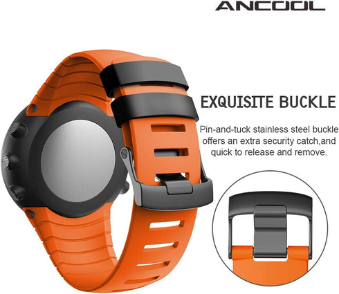 ANCOOL Soft TPU Replacement Strap for Suunto Core Watch, Sport Wristband with Metal Clasp