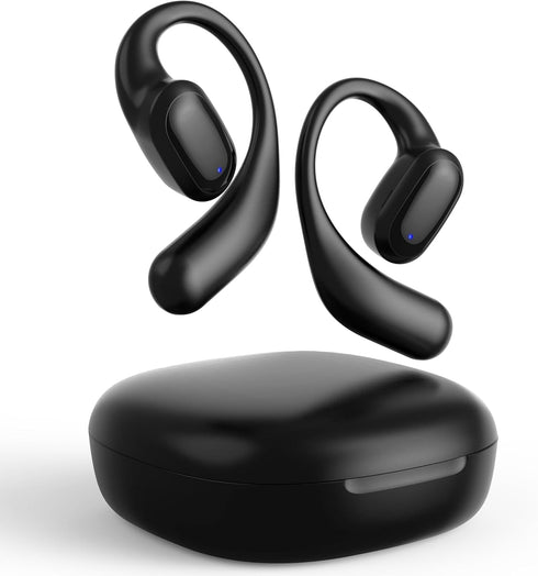 Open Ear Headphones, Bluetooth 5.3 Wireless Earbuds with Earhooks, 75 Hours Playtime, Digital Display Charging Case