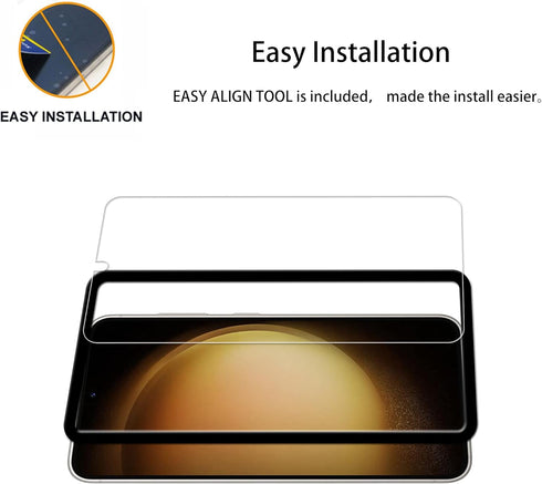 Easy Alignment Frame Designed For Samsung Galaxy S23 5G Tempered Glass Screen Protector 2-Pack Camera Lens Protector Film 2-Pack