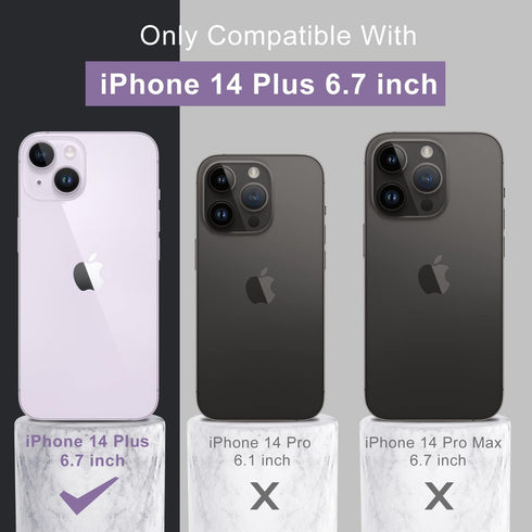 DEENAKIN iPhone 14 Plus Case with Screen Protector, Soft Liquid Silicone Gel Rubber Bumper Cover, Dark Grey