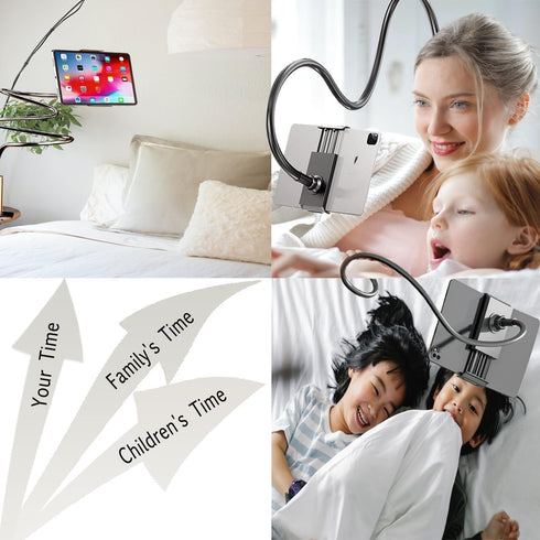 Gooseneck Phone Holder for Bed, Adjustable iPhone Stand for Desk Recording, Filming, Kindle Tablet Accessories Overhead