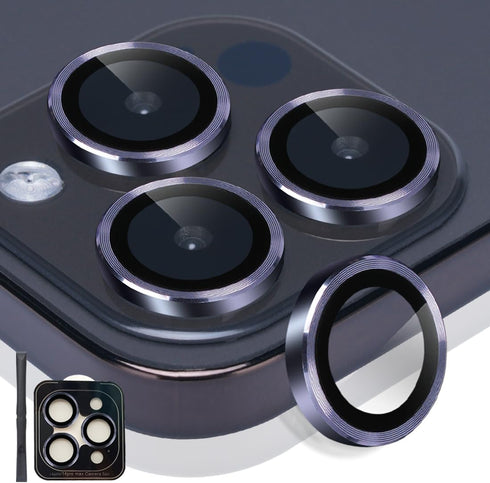 Camera Lens Protector for iPhone 14 Pro & Pro Max, Tempered Glass Lens Protector with Aluminum Alloy Ring Cover