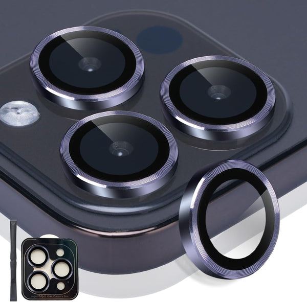 Camera Lens Protector for iPhone 14 Pro & Pro Max, Tempered Glass Lens Protector with Aluminum Alloy Ring Cover