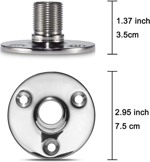 Marine Grade 316 Stainless Steel Antenna Mount Base