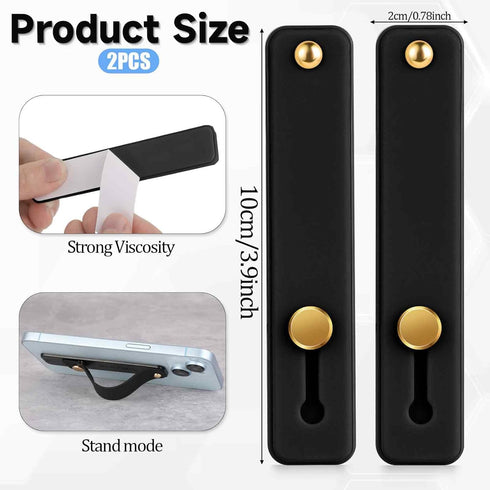 2 Pcs Universal Phone Loop Finger Holder, Portable Grip Strap for Phone Case, Suitable for Most Mobile Phones (Black)