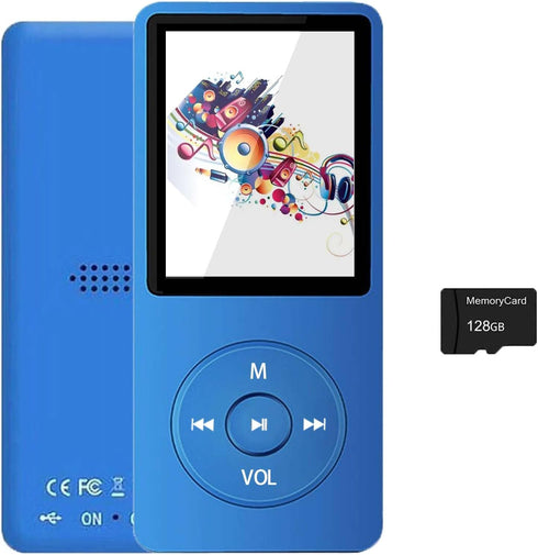 imkavery 128GB MP3 Player with Bluetooth 5.2, Portable Blue Music Player for Kids