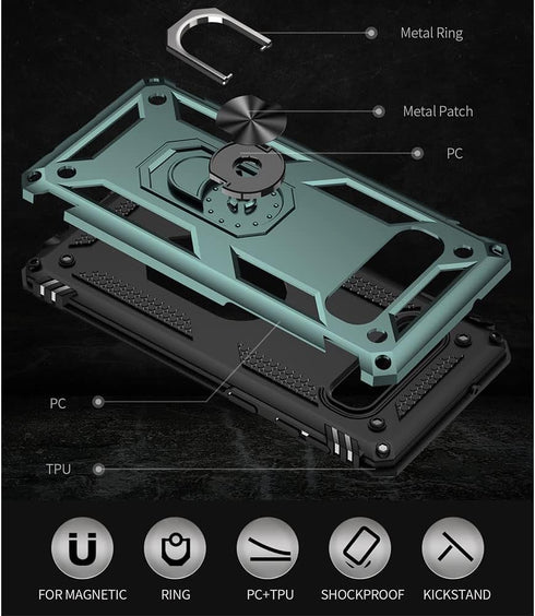 Aozuoton Galaxy S10 Case, Military Grade Shockproof Protective Phone Cover, 16ft Drop Tested - Dark Green