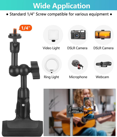 Super Clamp Camera Clamp Mount, 5.5 Inches Magic Arm with 1/4" Thread, Articulating Arm with Clamp, Tripod Camera Mount