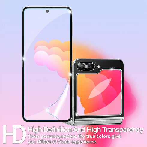 BIGFACE 6 in 1 Screen Protector for Samsung Galaxy Z Flip 5: 2 EPU Films, 2 Tempered Glass Back, 2 Camera Lens