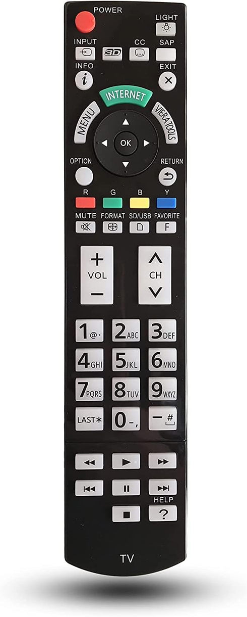 Replacement Remote Control N2QAYB000703 for Panasonic Viera TV Models TC-P50ST50, TC-L42ET5, TC-P55ST50, TC-P55VT50,
