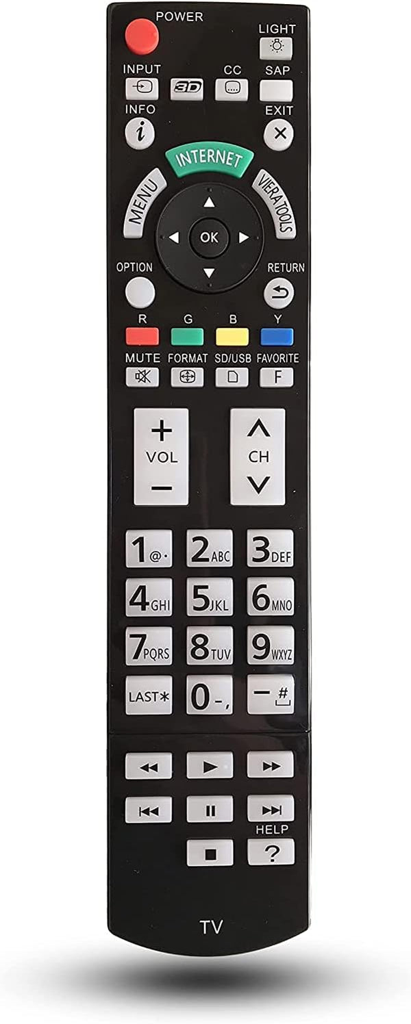 Replacement Remote Control N2QAYB000703 for Panasonic Viera TV Models TC-P50ST50, TC-L42ET5, TC-P55ST50, TC-P55VT50,