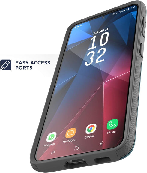 ENCASED Rebel Series Samsung Galaxy S21 Case, Heavy Duty Protective Phone Case, Teal Blue