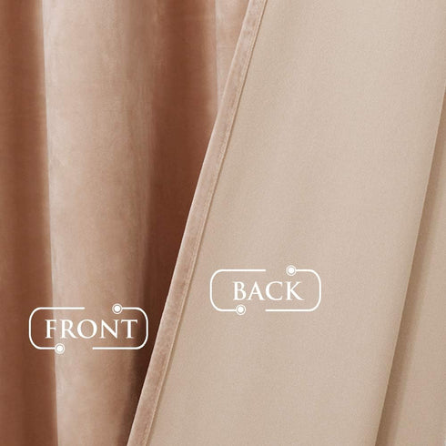 72 inches W52 L72, 2 StangH Beige Blush Velvet Curtains Length- Soft Thick Drapes Light Blocking for Kitchen, Vintage