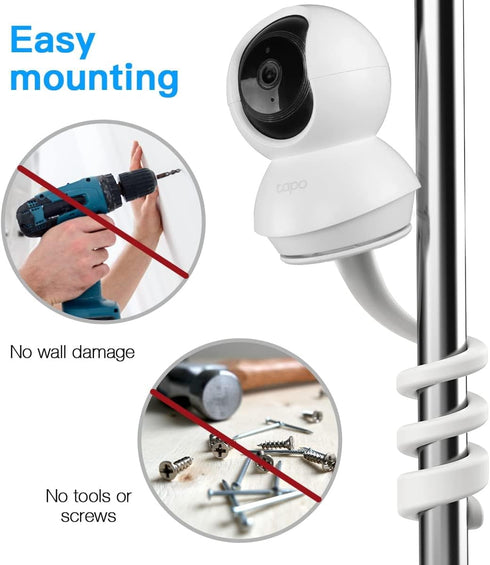 Flexible Baby Monitor Mount for TP-Link Tapo C200/C210/C220/C225 - Easy to Install, No Tools Required