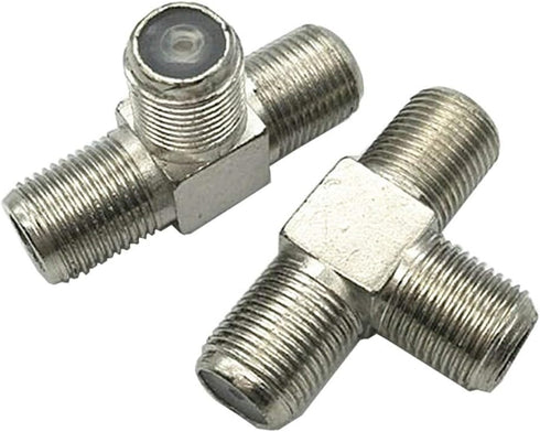 F-Type RG6 Coax Cable Splitter Combiner Adapter, 2 Pack 3-Way F-Type Female to 2 Female for TV Video Antenna