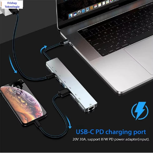 Generic 8 1 4K@60Hz, RJ45 Ethernet,100W 2 USB C Hub Docking Station, in Type C Hub USB C Dongle with HDMI Power