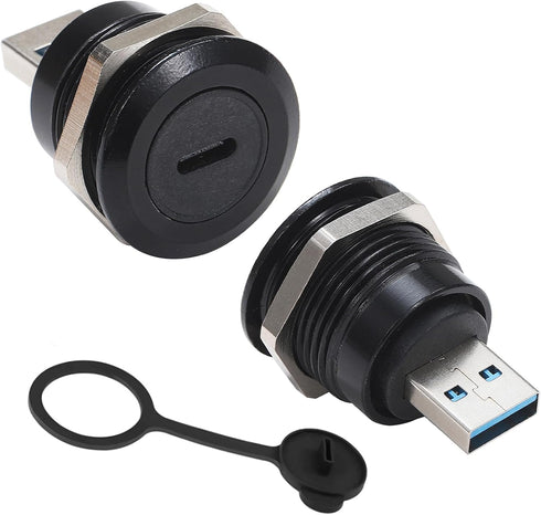 PENGLIN 2PCS USB 3.0 to USB-C Panel Mount Connector, USB Male to Type C Female Adapter Connector, USB Mounting Socket