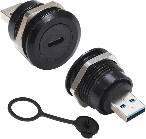PENGLIN 2PCS USB 3.0 to USB-C Panel Mount Connector, USB Male to Type C Female Adapter Connector, USB Mounting Socket
