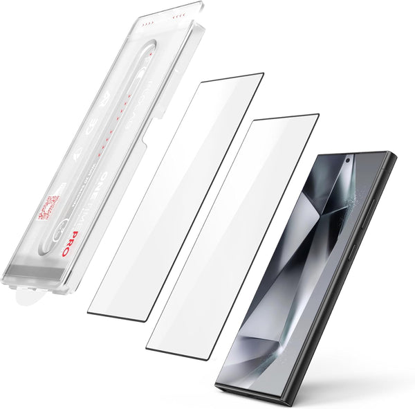 FLOLAB NanoArmour ONETIME PRO for Samsung Galaxy S24 Ultra 3D Screen Protector, Anti Reflective Tempered Glass 2 Pack