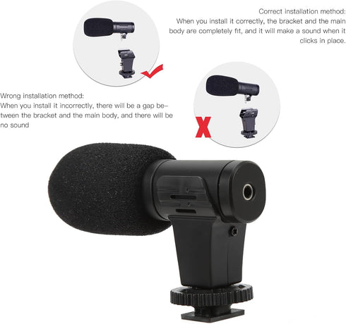 Camera Microphone, Universal 3.5mm Mobile Phone Mini Microphone for Live Conference Video Vlog