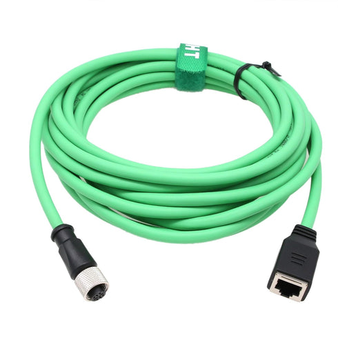 Ethernet Adapter Cable for SICK Keyence Datalogic Omron Vision Sensor System, M12 4 Pin to RJ45 Female Cat5e 5m
