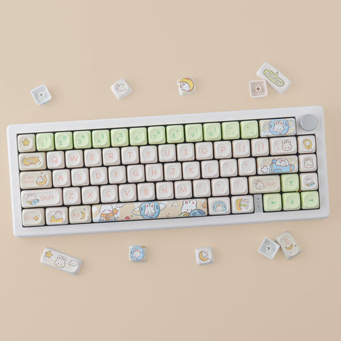 Keycaps 143 Keys PBT Custom Keycaps, Rabbit Cute MOA Profile Keycaps for Cherry Gateron MX Switches Mechanical