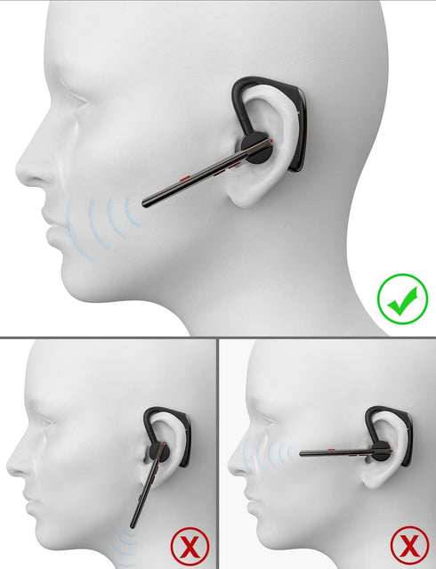 New bee Bluetooth Earpiece V5.2 Wireless Headset with 24Hrs Talktime, CVC8.0 Dual Mic Noise Cancelling for