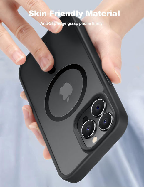 Tigowos Matte Skin-Feeling Case for iPhone 15 Pro, Compatible with MagSafe, 15FT Drop Resistant, 2 Tempered-Glass