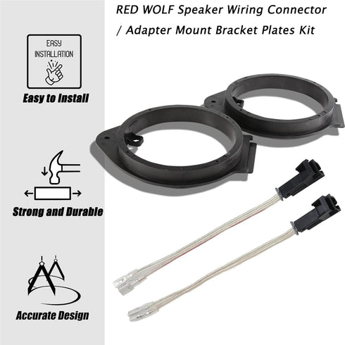 RED WOLF 6.5" Speaker Adapter Spacer Ring with Wiring Harness for GMC Sierra/Chevy Silverado/Buick 1995-2012