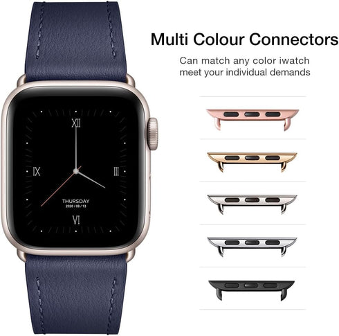 POWER PRIMACY Leather Bands for Apple Watch 38mm 40mm 41mm, Genuine Leather Strap for Women Men iWatch SE Series 9 8 7