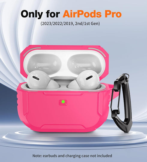MATEKXY AirPods Pro Case with Cleaner Kit, Shockproof Cover with Lanyard & Keychain, Compatible with MagSafe - Pink