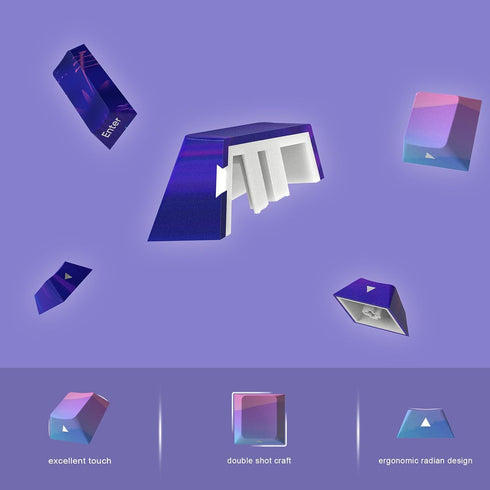 JSJT PBT Keycaps, Multi-Coloured Translucent Side Printed Keycap Set, 124 Keys Cherry Profile for Mechanical Keyboards