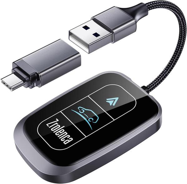 Zrolenca Wireless Android Auto Adapter for Factory Wired Android Auto Car, Converts Wired