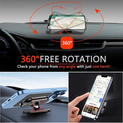 ?2-Pack? Magnetic Phone Holder for Car, Super Strong Magnet with 4 Metal Plates, 360° Rotation Dashboard Mount