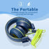 POWMEE M2 Kids Headphones - Foldable, Adjustable, Tangle-Free, 3.5MM Jack, On-Ear, Blue for School, Travel & More.