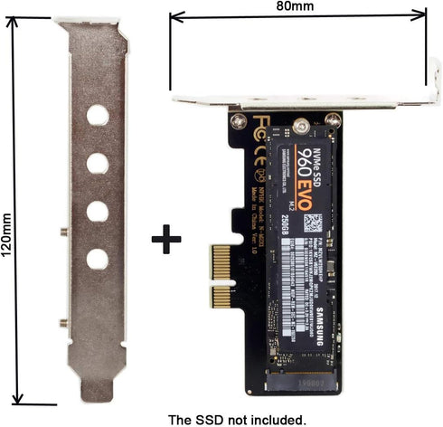 Cablecc Low Profile PCI-E 3.0 x4 Lane to M.2 NGFF M-Key SSD Adapter Card